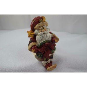 Christmas Santa Stocking Holder Wood Carved 6"